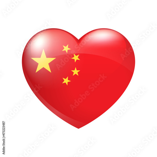 Free Download Love China symbol. Heart flag icon. Vector isolated illustration eps10 - GFXLoad