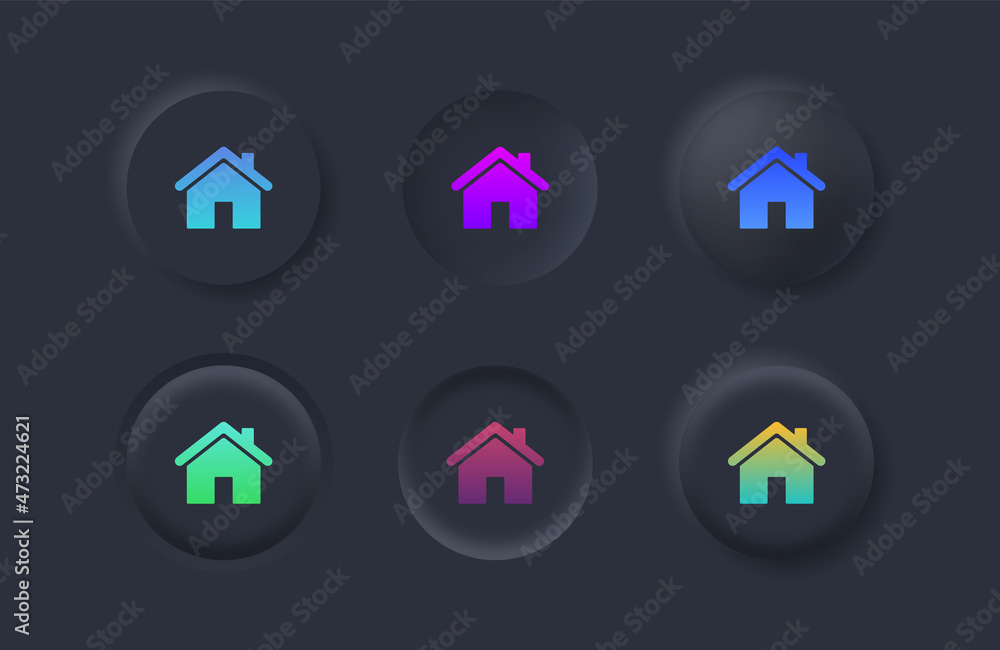 Web home icon with gradient color in black neumorphism buttons, House icon, Home sign in circle or Main page icon with neumorphic style ui user interface for apps and website
Web home icon with gradient color in black neumorphism buttons, House icon, Home sign in circle or Main page icon with neumorphic style ui user interface for apps and website