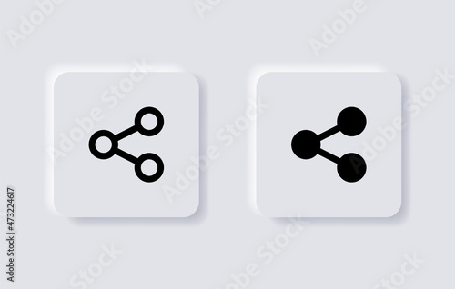 Share icon in neumorphism buttons, Connection symbol - network sharing icons, Share line icon button - Connect, data sharing, link symbol with neumorphic style ui user interface for apps and website 