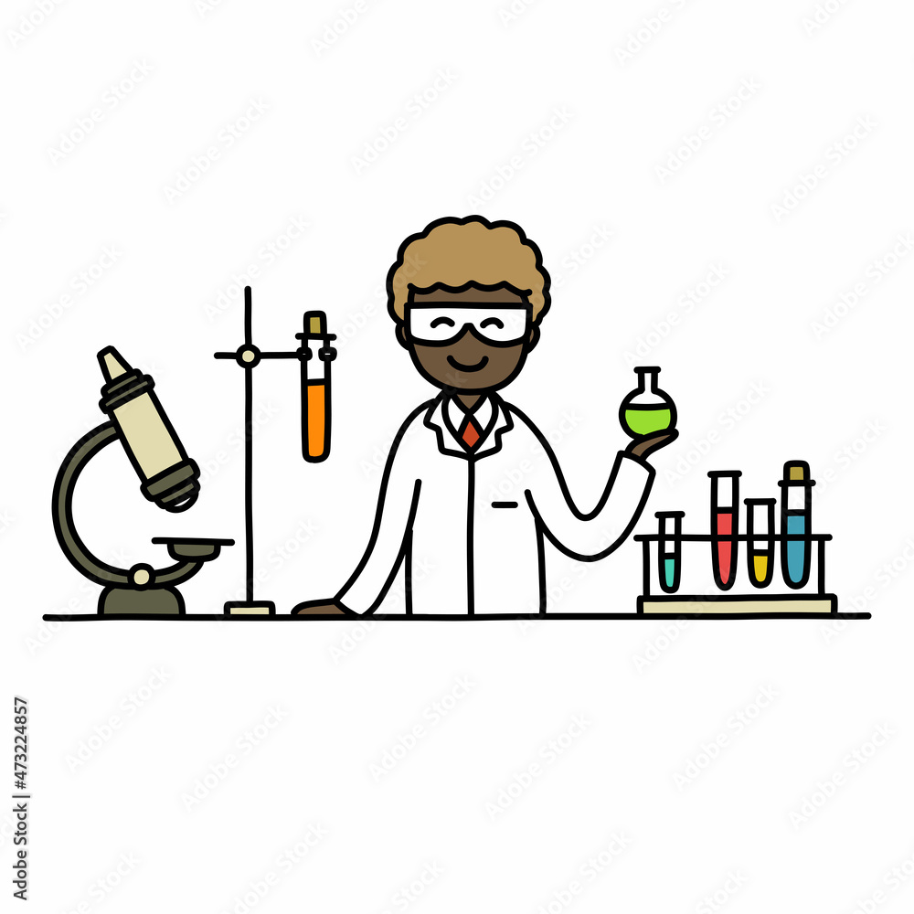 laboratory doodle icon, vector color line illustration
