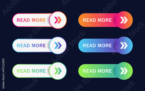  Read More banner in modern gradient buttons - website web banners in different colorful button