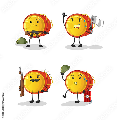 yoyo troops character. cartoon mascot vector