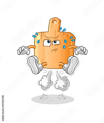 wooden placemat fart jumping illustration. character vector