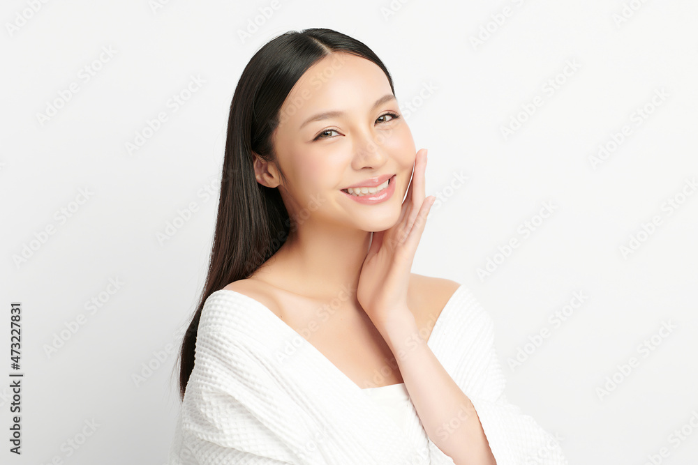 Beautiful young asian woman with clean fresh skin on white background, Face care, Facial treatment, Cosmetology, beauty and spa, Asian women portrait. Beautiful young asian woman with clean fresh skin on white background, Face care, Facial treatment, Cosmetology, beauty and spa, Asian women portrait.