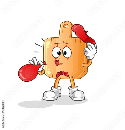 wooden placemat pantomime blowing balloon. cartoon mascot vector