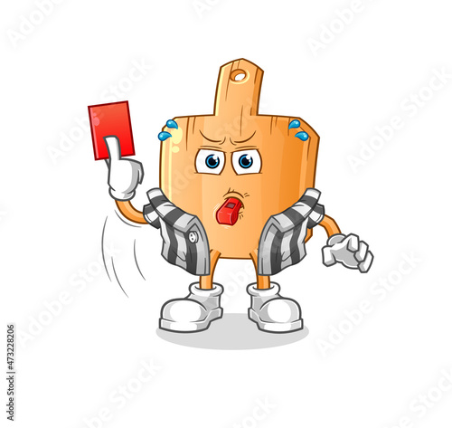 wooden placemat referee with red card illustration. character vector