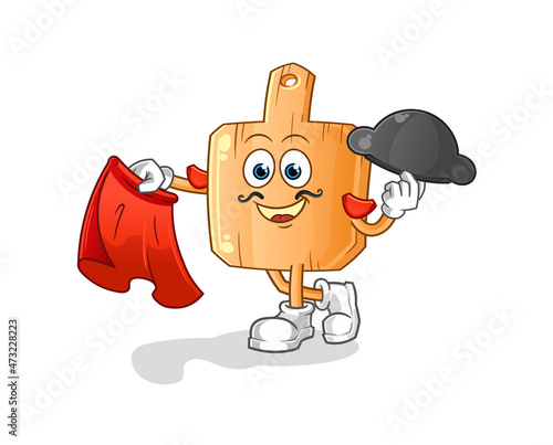 wooden placemat matador with red cloth illustration. character vector