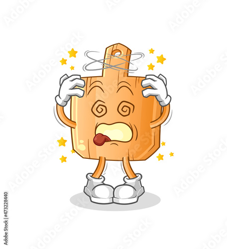 wooden placemat dizzy head mascot. cartoon vector