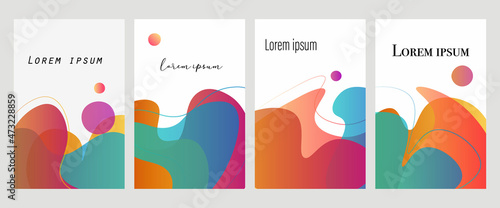 Abstract creative backgrounds vector set  in modern minimal trendy multi color layer with sample text - design templates for social media, flyers, posters, banner, brochure.