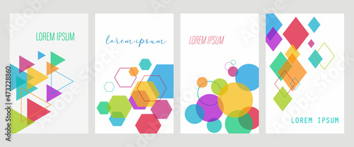 Abstract creative backgrounds vector set  in modern minimal trendy multi color layer with sample text - design templates for social media, flyers, posters, banner, brochure.