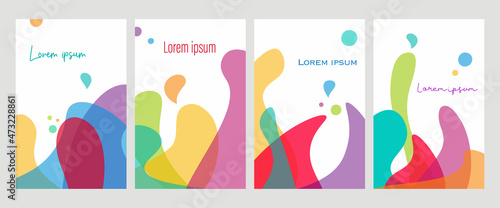 Abstract creative backgrounds vector set  in modern minimal trendy multi color layer with sample text - design templates for social media, flyers, posters, banner, brochure.