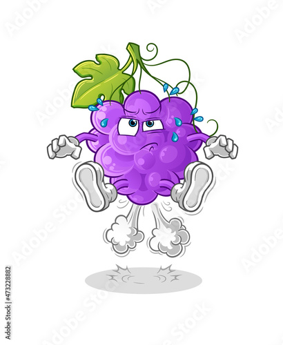 grape fart jumping illustration. character vector