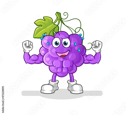 grape muscular cartoon. cartoon mascot vector