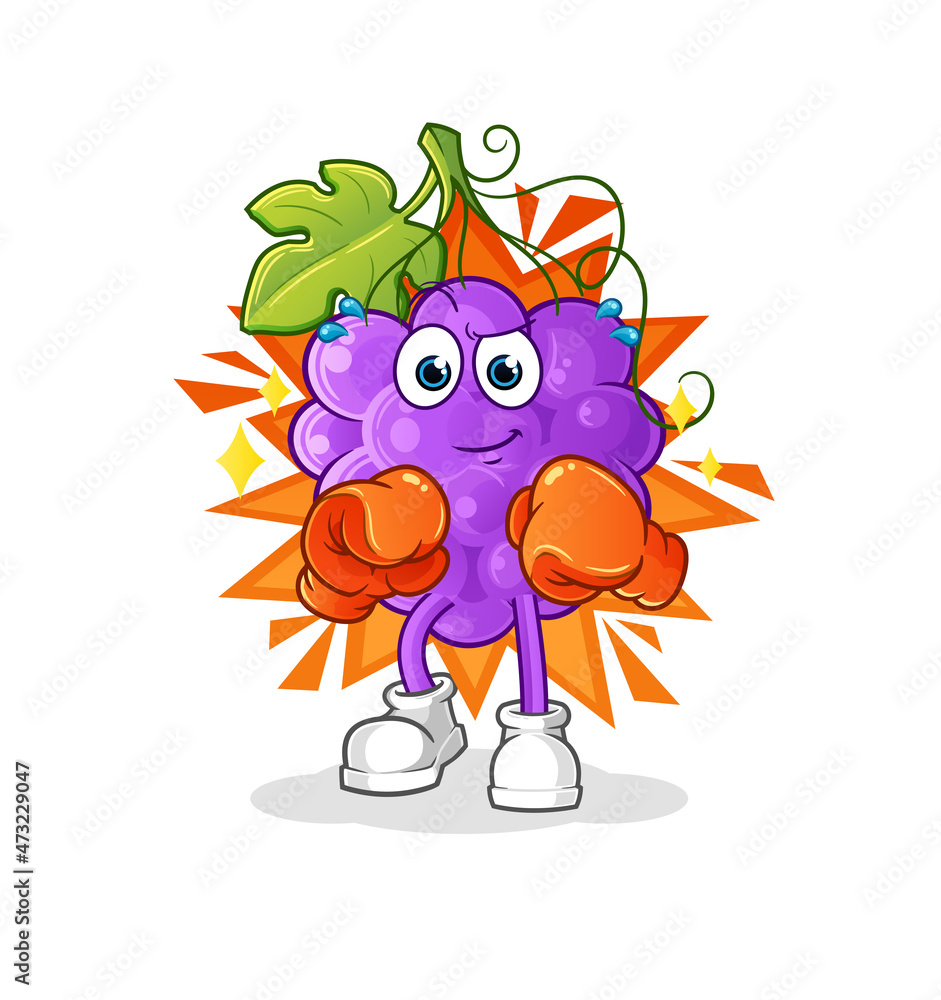 Fototapeta premium grape boxer character. cartoon mascot vector