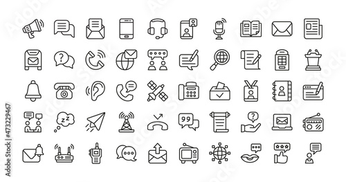 Communication icon set. Vector graphic illustration.