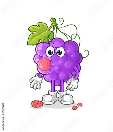 grape chewing gum vector. cartoon character