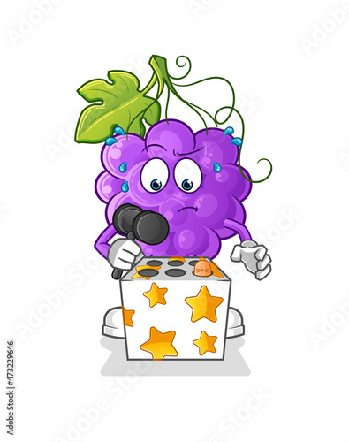 grape play whack a mole mascot. cartoon vector