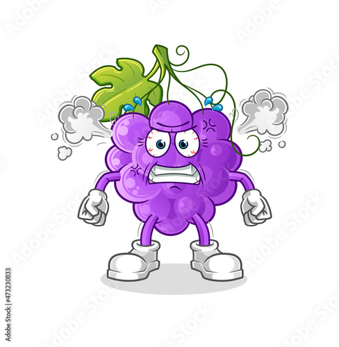 grape very angry mascot. cartoon vector