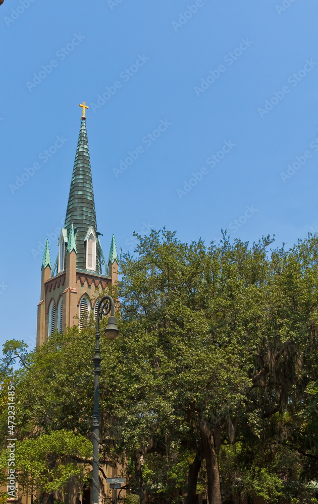 Cathedral of St. John the Baptist on Lafayette Square, Savannah, Georgia, USA
