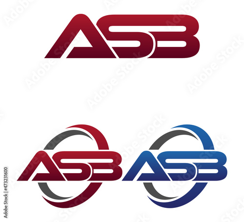 Modern 3 Letters Initial logo Vector Swoosh Red Blue ASB