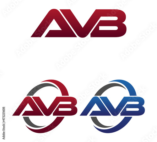 Modern 3 Letters Initial logo Vector Swoosh Red Blue AVB photo