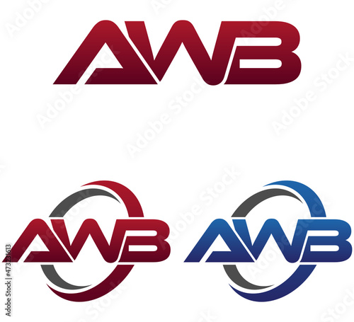 Modern 3 Letters Initial logo Vector Swoosh Red Blue AWB photo