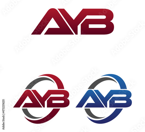 Modern 3 Letters Initial logo Vector Swoosh Red Blue AYB