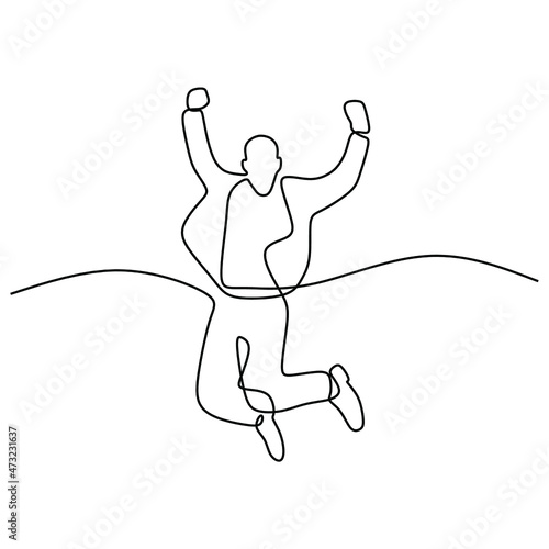 man jump happy oneline continuous single line art