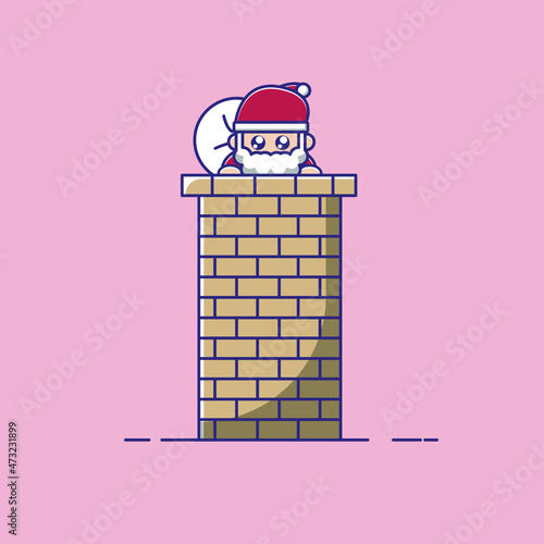 santa claus is on the chimney