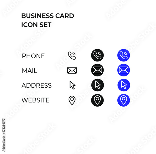 illustration of a set of icons for business card