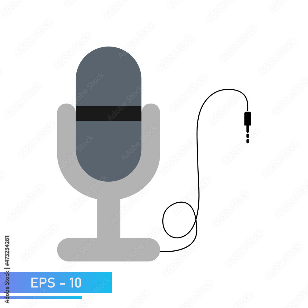 Microphone for online podcasts or a radio host. Microphone for an interview. Vector illustration. Microphone for online podcasts or a radio host. Microphone for an interview. Vector illustration.