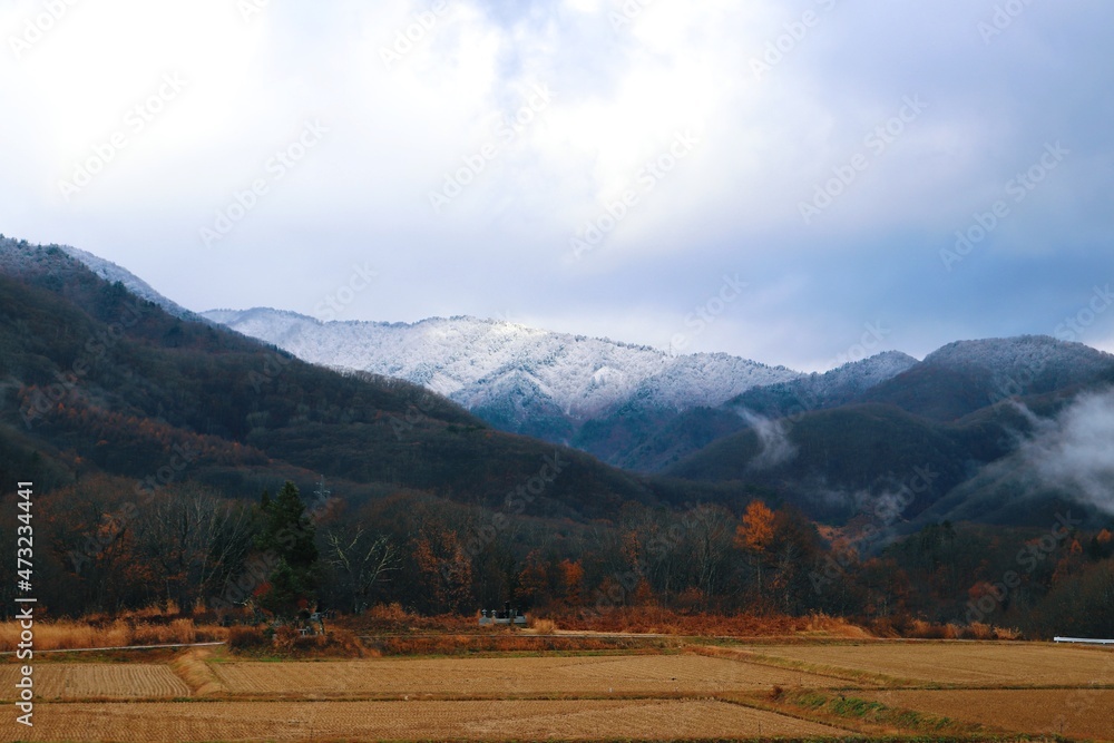 Whitened mountains in November