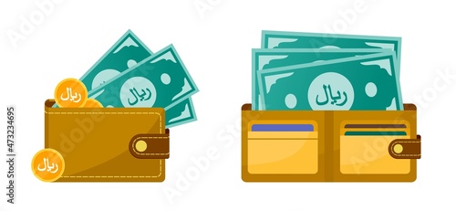 Wallet with Saudi Riyal Money