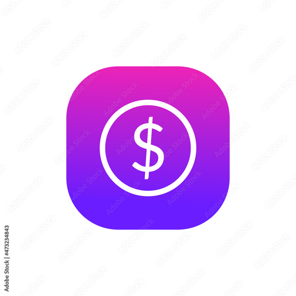 Dollar icon button for business Dollar icon button for business