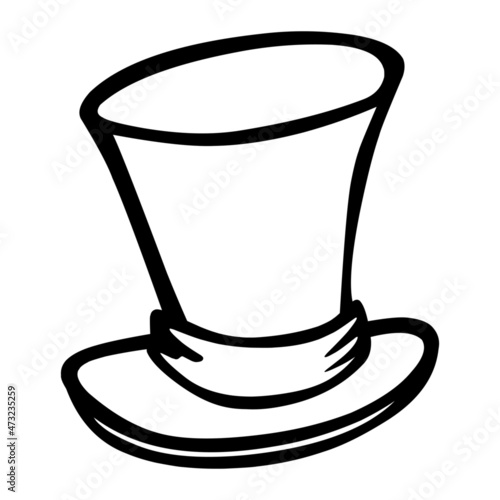 magic hat of party hand drawn illustration