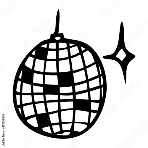 disco ball of party hand drawn illustration