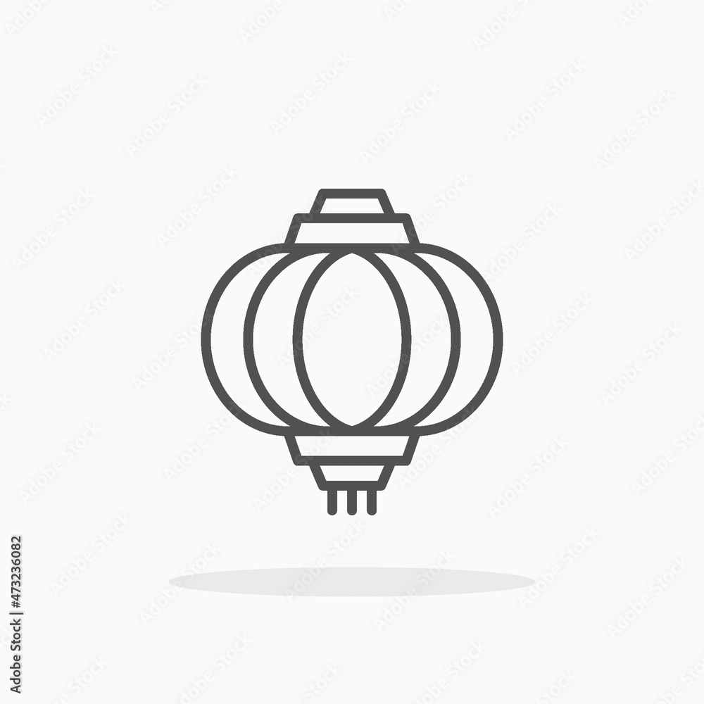 Fototapeta premium Lantern chinese icon. Editable Stroke and pixel perfect. Outline style. Vector illustration. Enjoy this icon for your project.