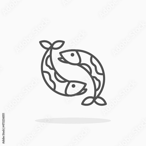 Fish Carps icon. Editable Stroke and pixel perfect. Outline style. Vector illustration. Enjoy this icon for your project.