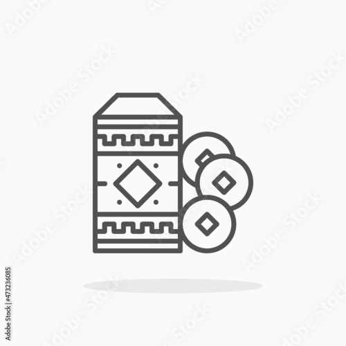 Red Envelope icon. Editable Stroke and pixel perfect. Outline style. Vector illustration. Enjoy this icon for your project.