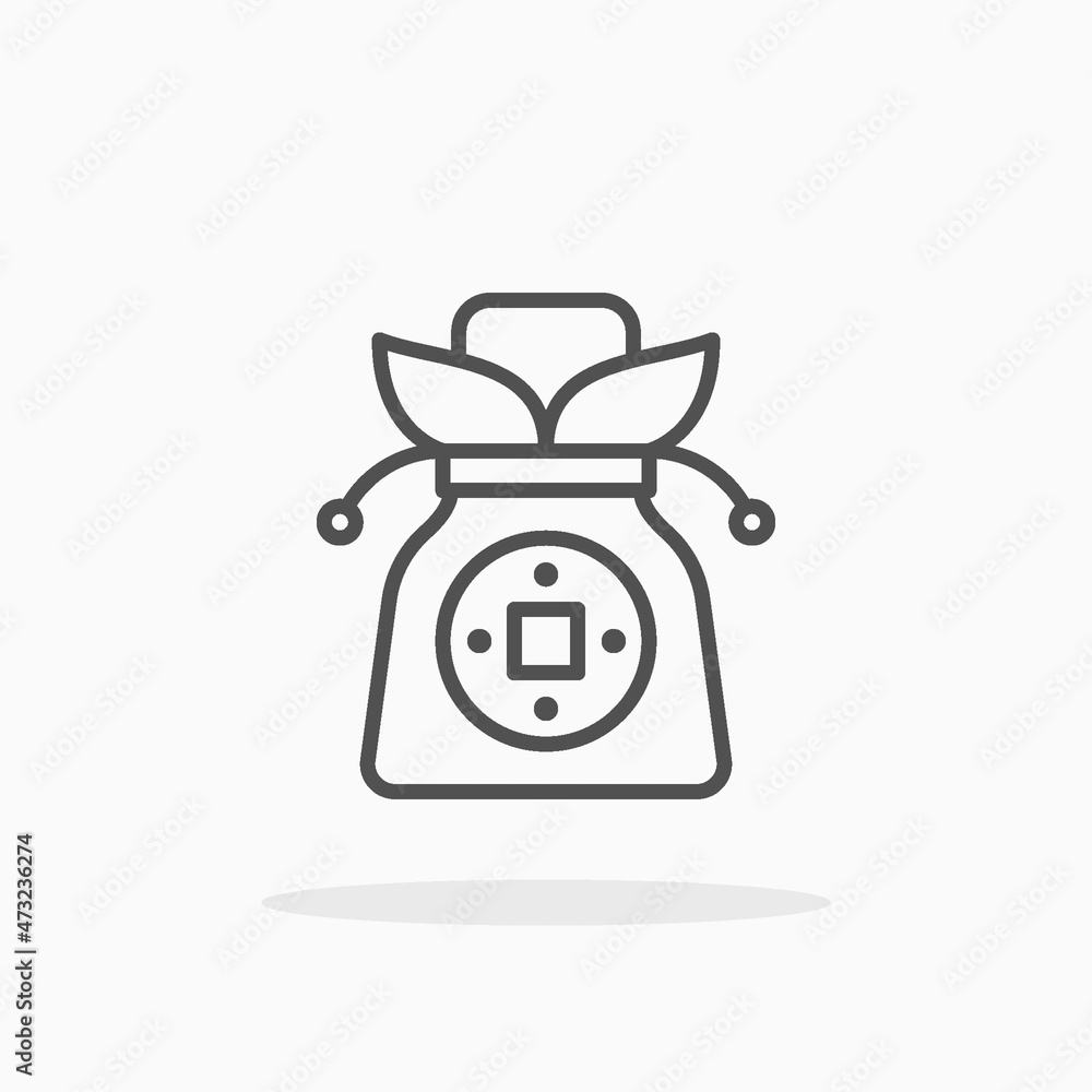 Naklejka premium Gift Bag icon. Editable Stroke and pixel perfect. Outline style. Vector illustration. Enjoy this icon for your project.
