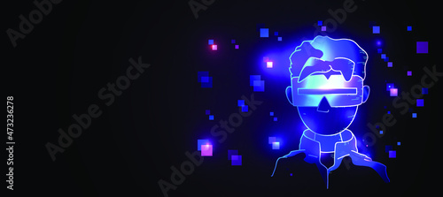 this is metaverse and futuristic technology and Augmented reality , Virtual reality and earth ,text metaverse