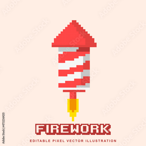 Pixel firework icon vector illustration for video game asset, motion graphic and others