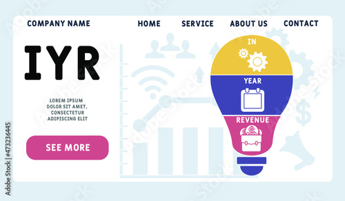 IYR - In Year Revenue acronym. business concept background.  vector illustration concept with keywords and icons. lettering illustration with icons for web banner, flyer, landing 