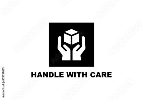 Handle with care simple flat icon vector illustration