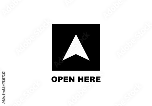 Open here simple flat icon vector illustration