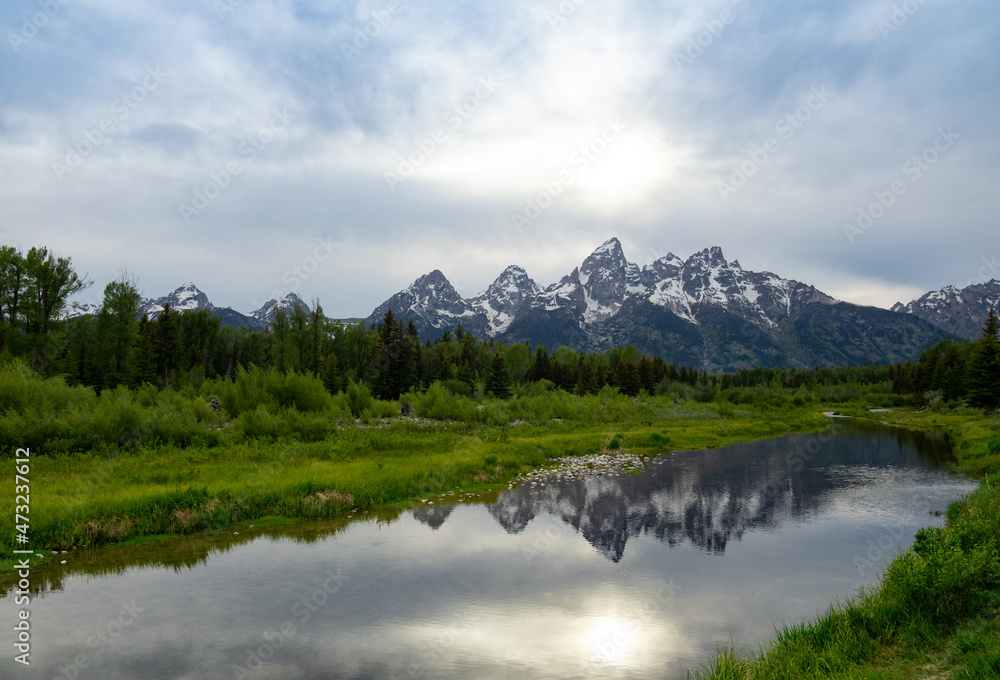 A Branch of the Snake River at Schwabacher Landing in Grand Teton National Park, Wyoming