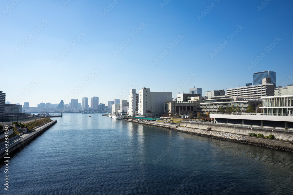 東京の河川風景　晴海、豊洲、豊海、月島、勝どき