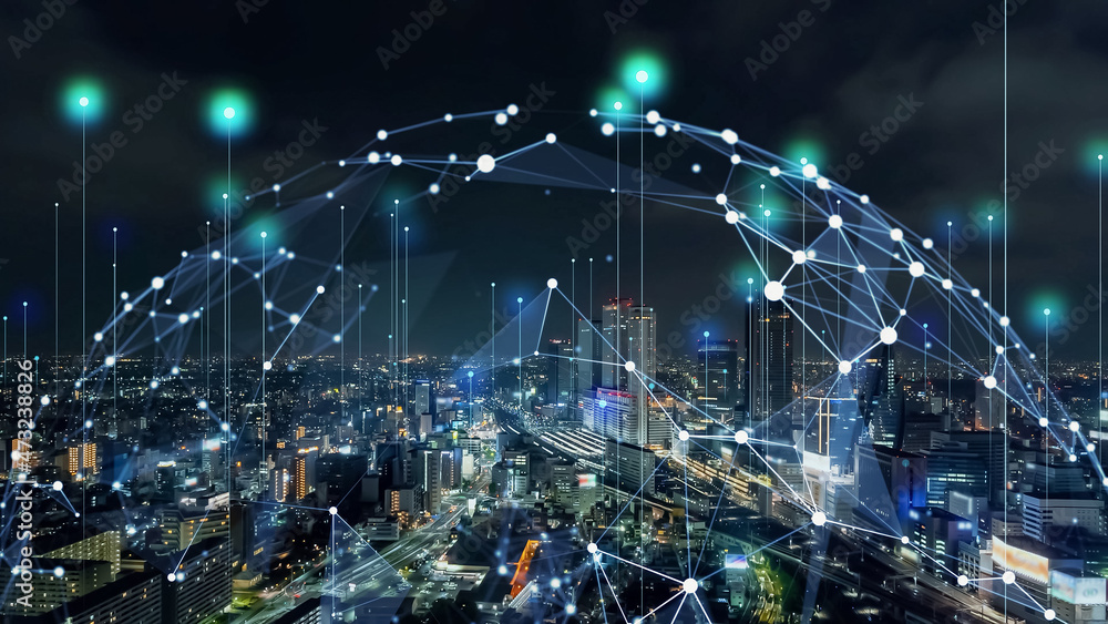 Smart city and communication network concept. 5G. LPWA (Low Power Wide Area). Wireless communication. Smart city and communication network concept. 5G. LPWA (Low Power Wide Area). Wireless communication.