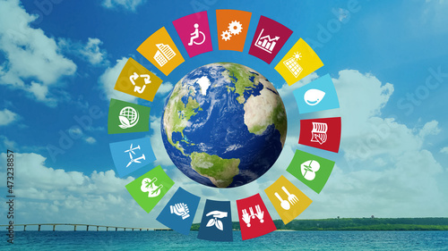 Environmental technology concept. Ocean resources. Sustainable development goals. SDGs.