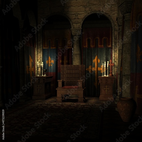 3d illustration of an fantasy background with a spooky atmosphere 